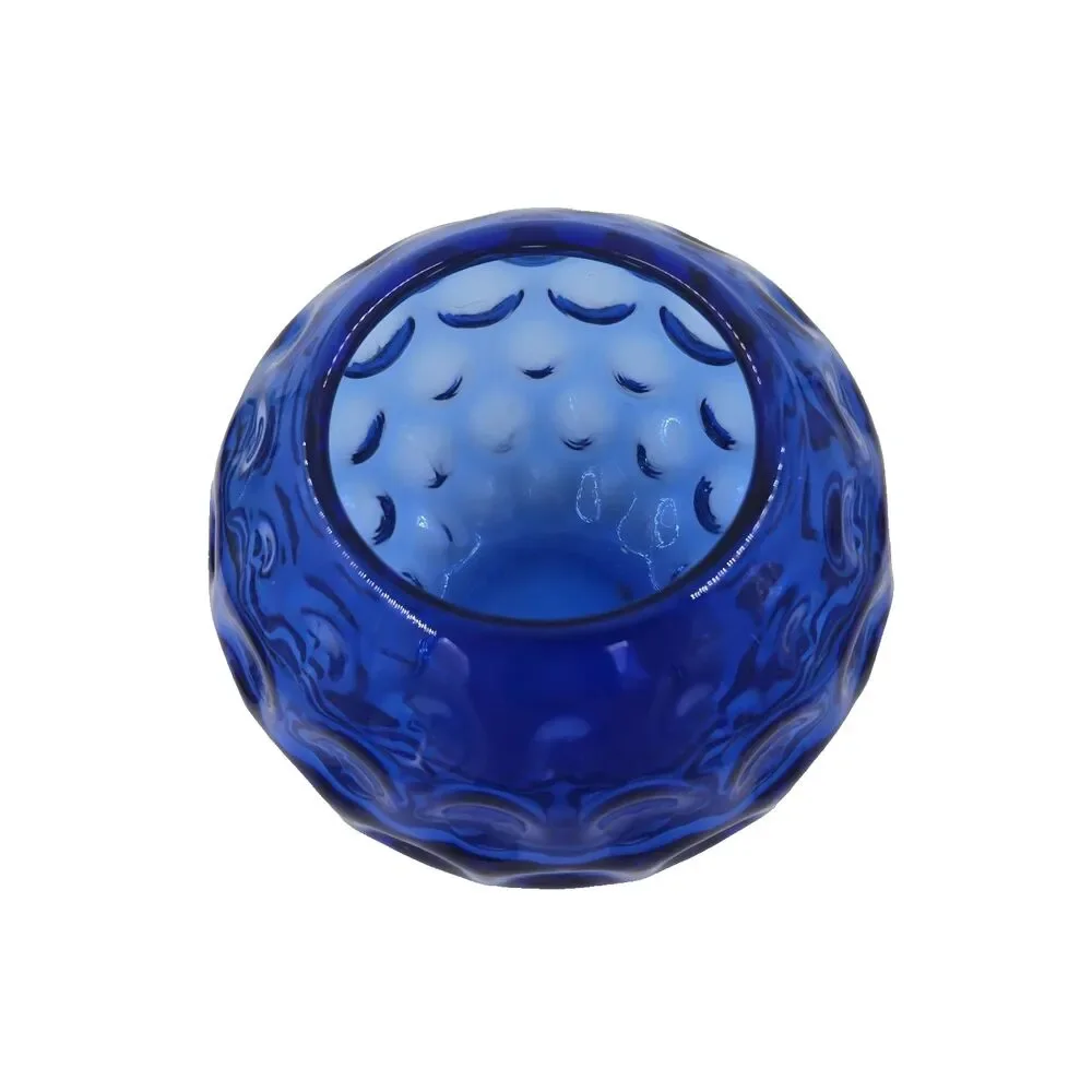 Ivy Ball Vase COBALT BLUE Art GLASS Thumbprint Honeycomb QUALITY MADE